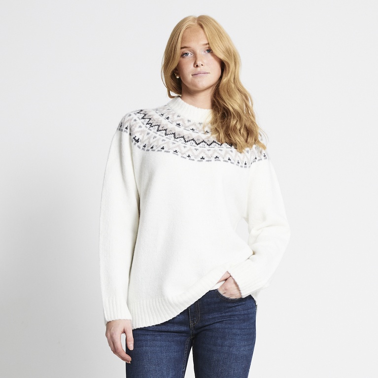 Pattern knit sweater "Britta" Off white